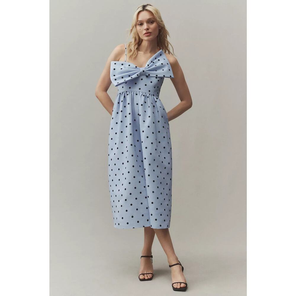 NWT Sachin & Babi Sloane Asymmetrical Bow Taffeta A-Line Midi Dress Large